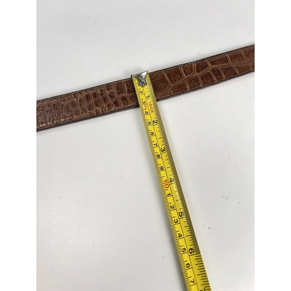 Bachrach Men Brown Faux Gator Leather Belt Gold Buckle Size 36 USA Vintage